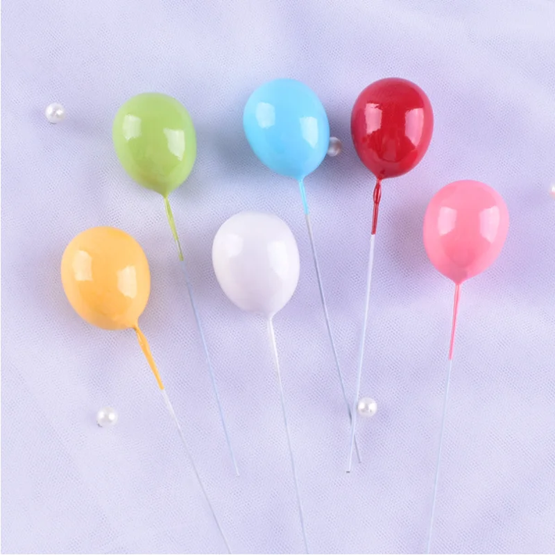6pcs Mixed Cartoon Colors Balloon  Cake Topper  Happy Birthday Kids Favor Baby Shower Wedding Party Supplies Decorations