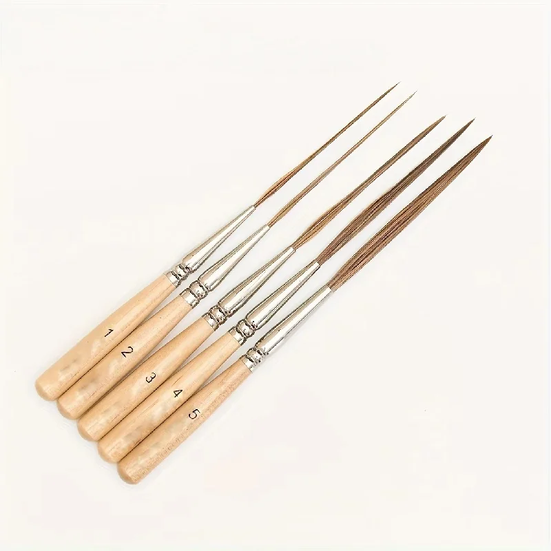 5pcs long line brush set, fine tipped watercolor and acrylic