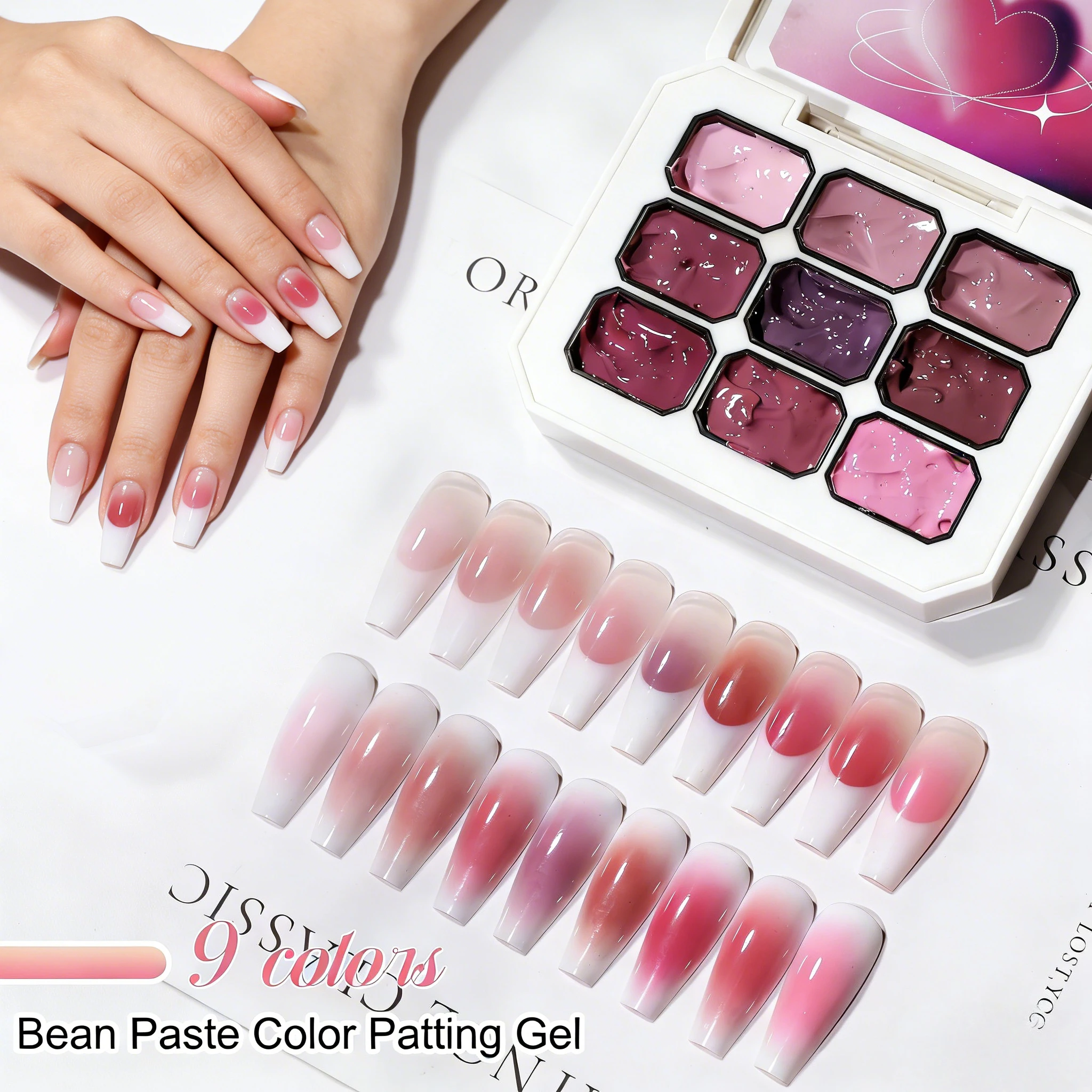 1pc 9 Colors Pink Patting Gel Smudge Canned High Saturation Popular Semi-Solid UV&LED Nail Polish Gel Nail Salon Special Y2K