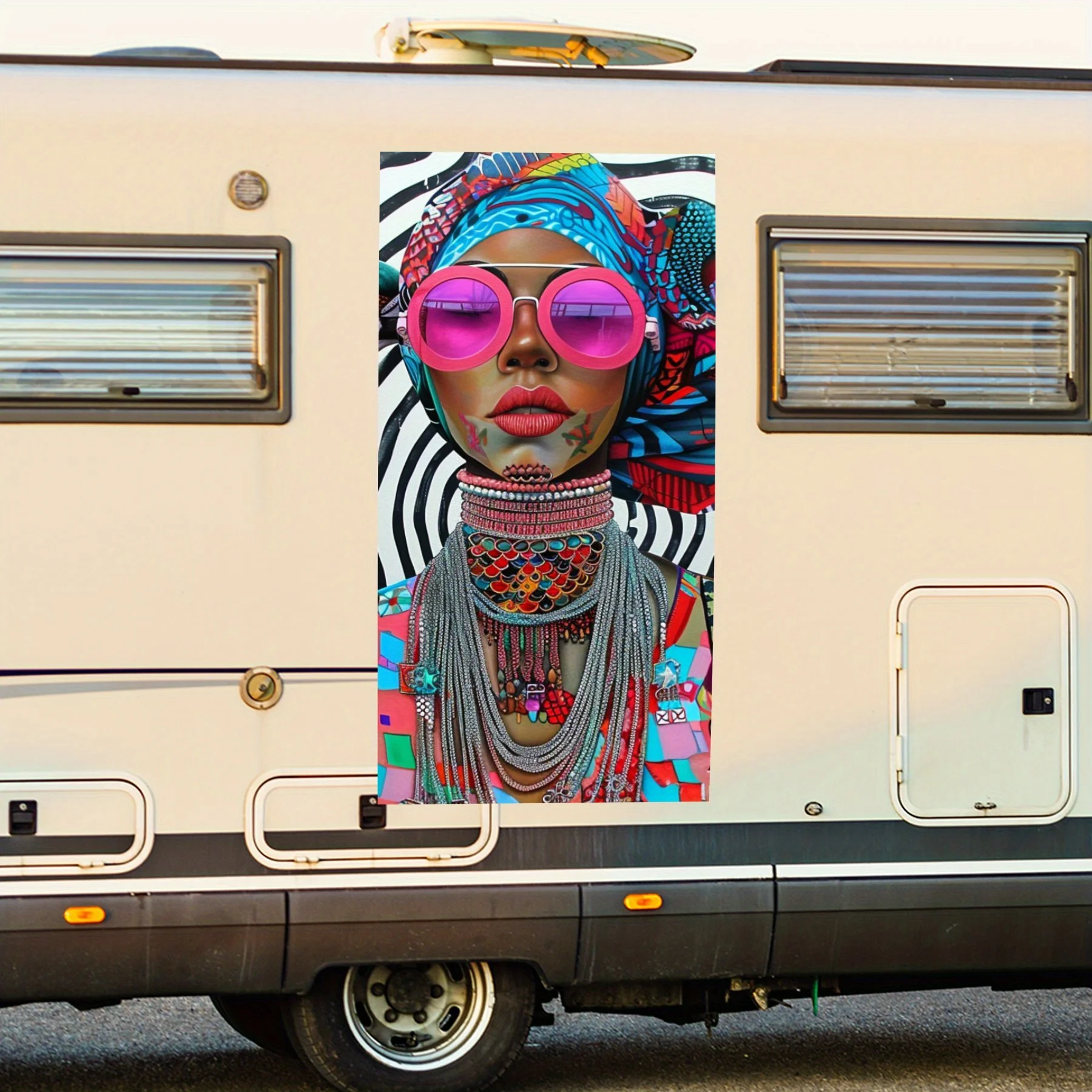 

Этническая женщина и красочная птица дом на колесах наклейка на дверь автомобиля ПВХ самоводонепроницаемая палочка, яркие авто внешние аксессуары Декор Pr