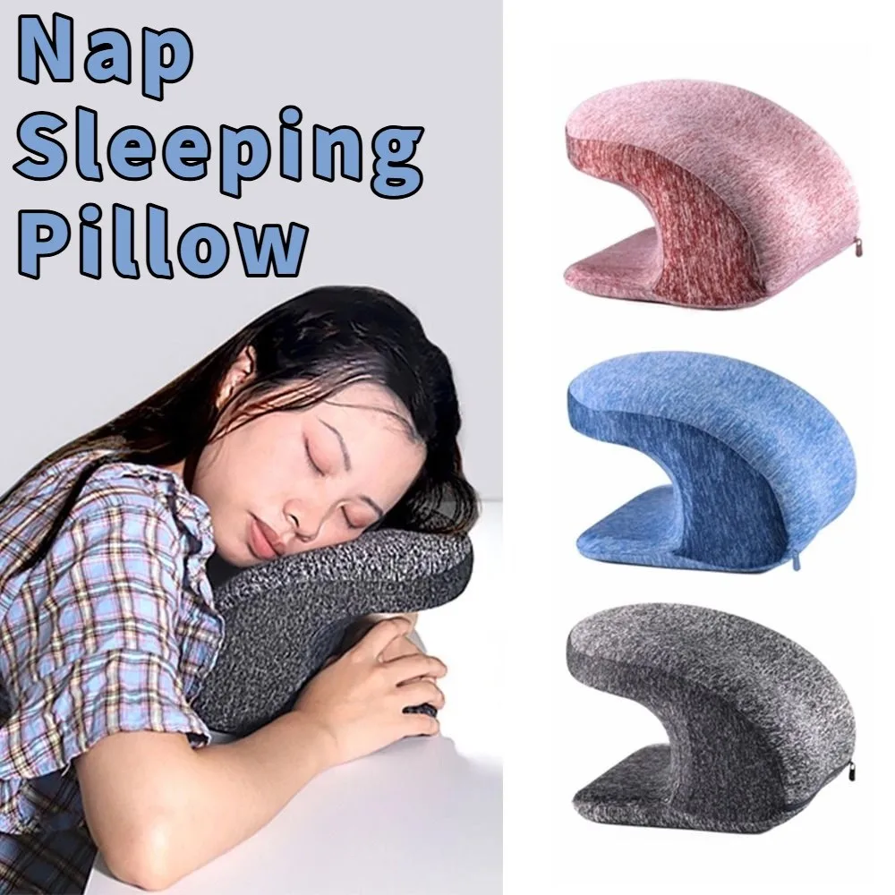 

Portable Nap Sleeping Pillow Lightweight Slow Rebound Pillow Cushion Soft Breathable Face Down Desk Pillow Cheek Support
