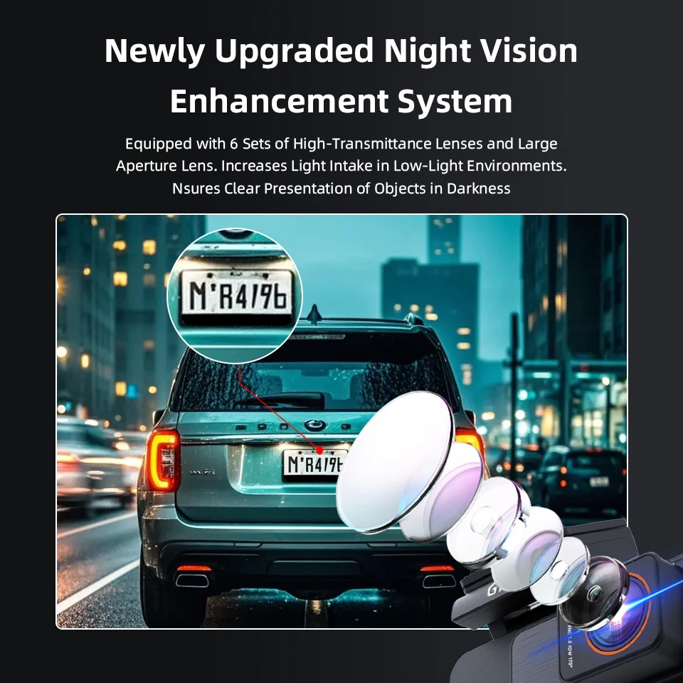 Yangood 3.2 ''Dashcam 4K Mini Car DVR يدعم GPS Speed Display APP WIFI التحكم للرؤية الليلية 2.5K كاميرا الرؤية الخلفية الصندوق الأسود