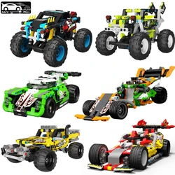 Technical Monster Racing 2 In 1 Pull Back Car Racer MOC Truck DIY Building Blocks Kids Auto Toys For Bricks SuperCar Xmas Gifts