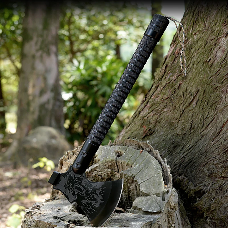 Home Foldable Aluminum Handle Battle Axe Wolf Axe Chopping Wood Outdoor Survival Field Car Compass Multi functional