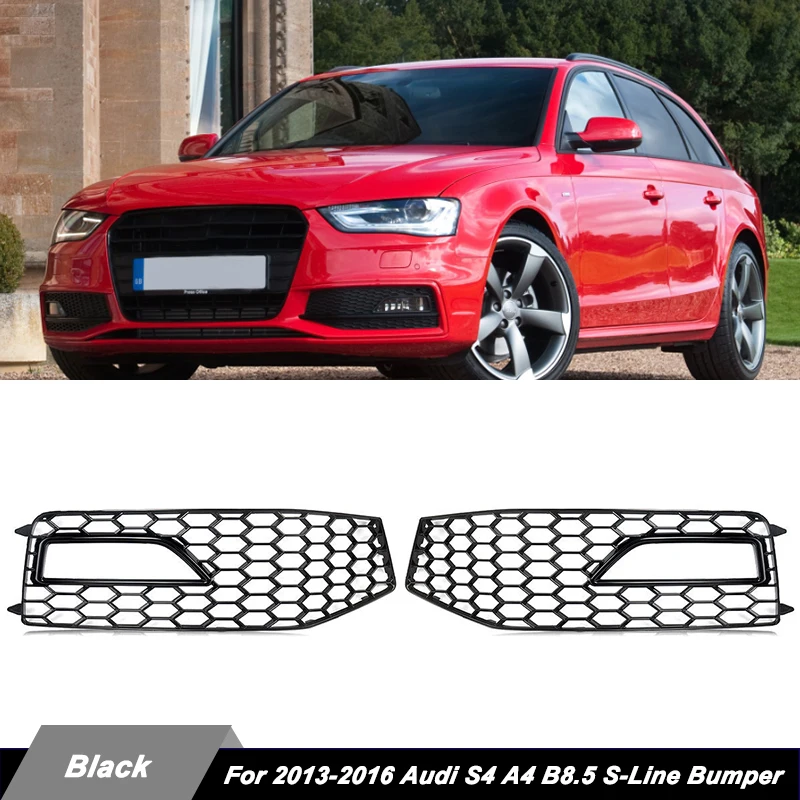 

Magick Front Fog Light Grille Frame Fog Lamp Bezel Car Accessories For Audi A4 B8.5 S-line S4 RS4 2013 2014 2015 Gloss Black