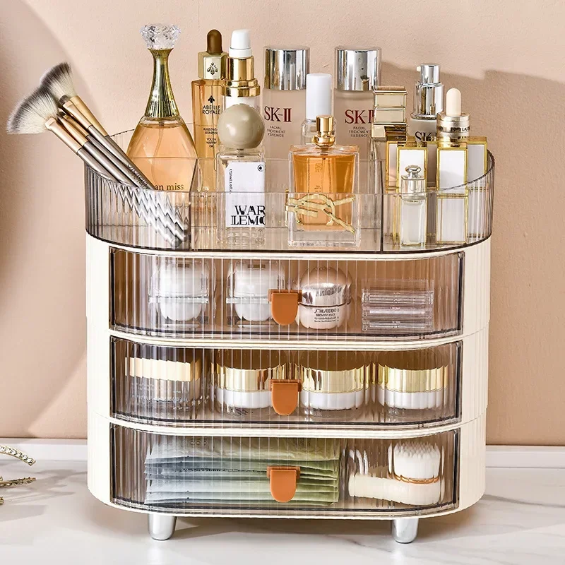

2025 Desktop Multi-layer Stackable Acrylic Cosmetic Organizer Makeup Storage Boxes Bins with Drawers