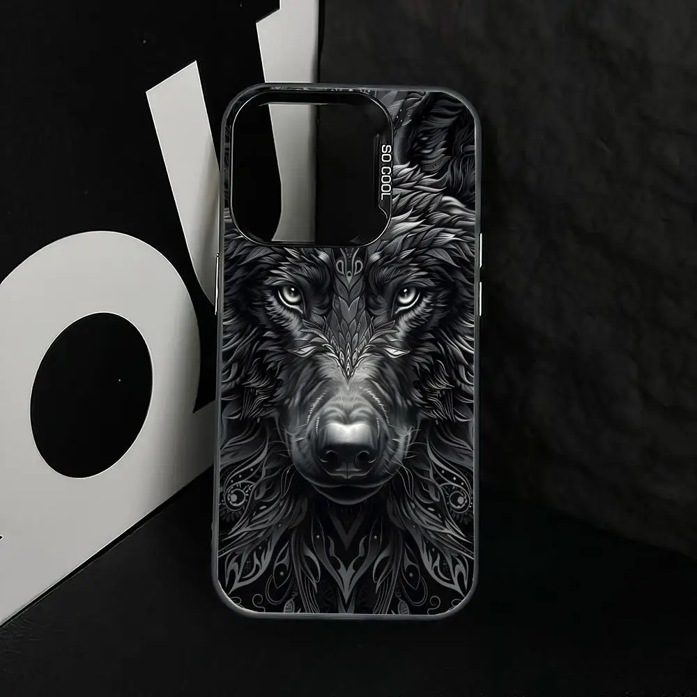 Schwarze Fierce Animal-Hülle für iPhone 16, 15, 14, 13, 12, 11 Pro/Max/Plus, stoßfeste Rückabdeckung, Anti-Fingerabdruck