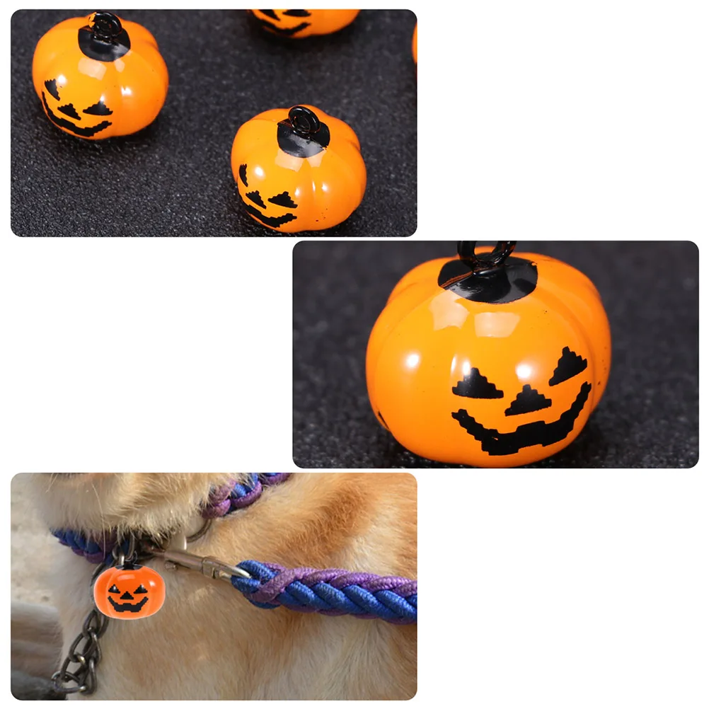 

5 pcs Halloween Pumpkin Bell Pet Collar Charms Decorative Keychain Phone Pendant For Dogs Cats Small Design Durable Material