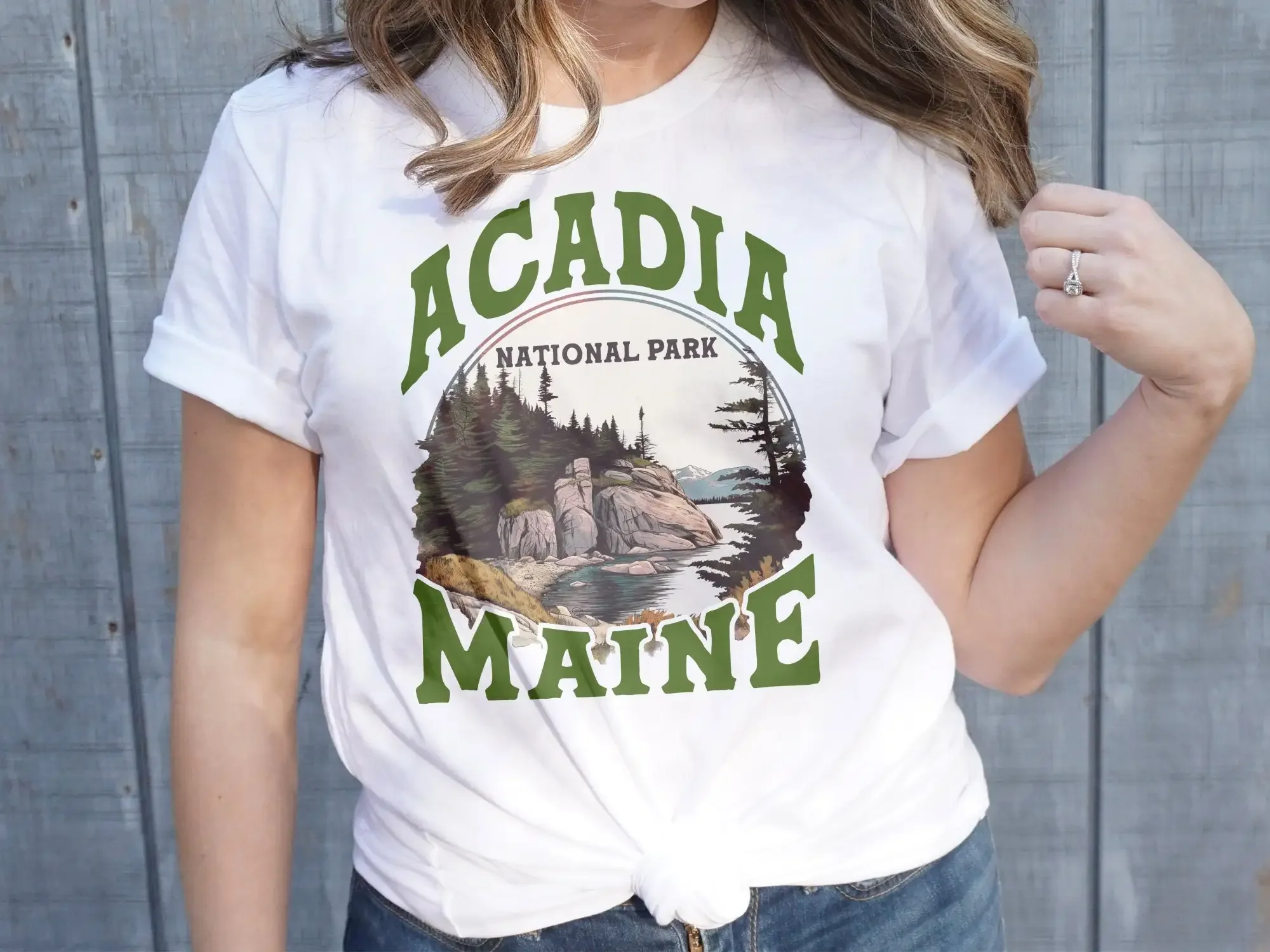 Acadia National Park T Shirt Maine Nature Vintage Style Hiking Scenic Wilderness Clothing Outdoors Vacation wear