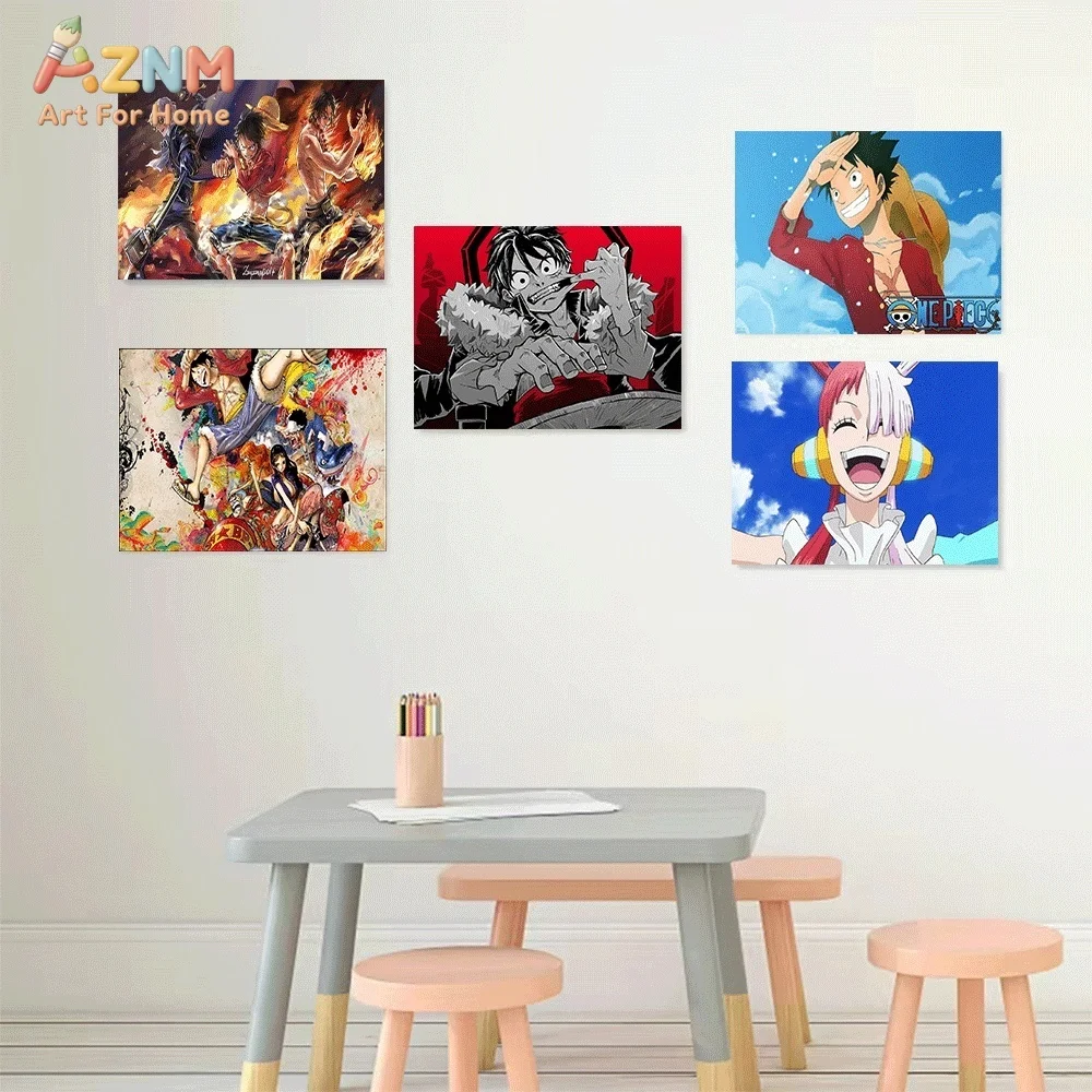 AZNM One Piece Luffy Ace Sabo Brothers Film Red Uta Luffy Gear 5 Zoro Anime Manga Canvas Wall Art Print Home Decor Poster view 2