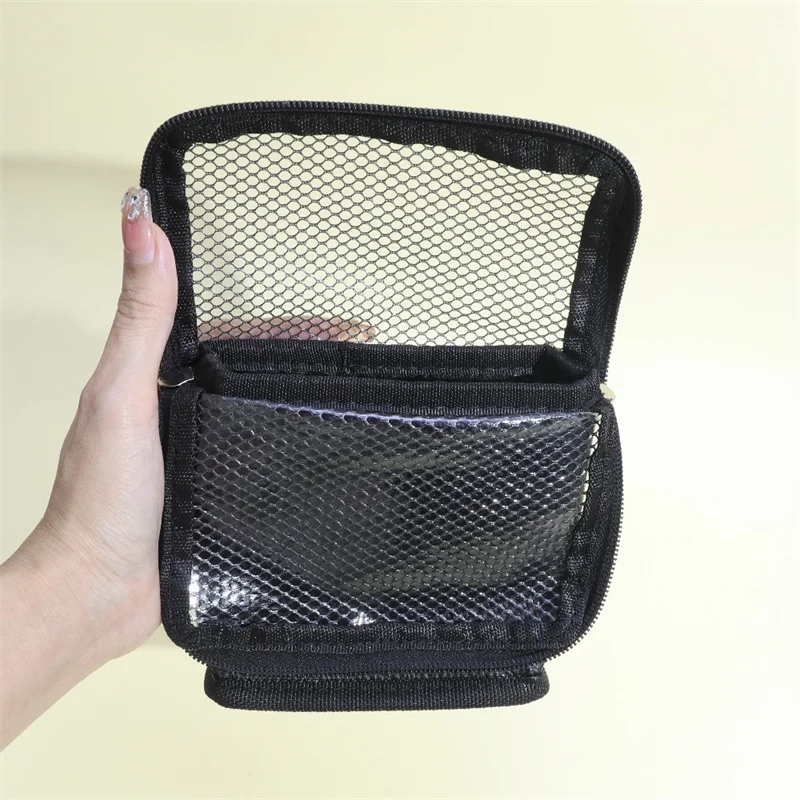 Makeup Brush Bucket Bag Stand Cosmetic Bag Net Zipper Makeup Brushes Storage Case Makeup Artists Foldable Cosmetic Tool Bags