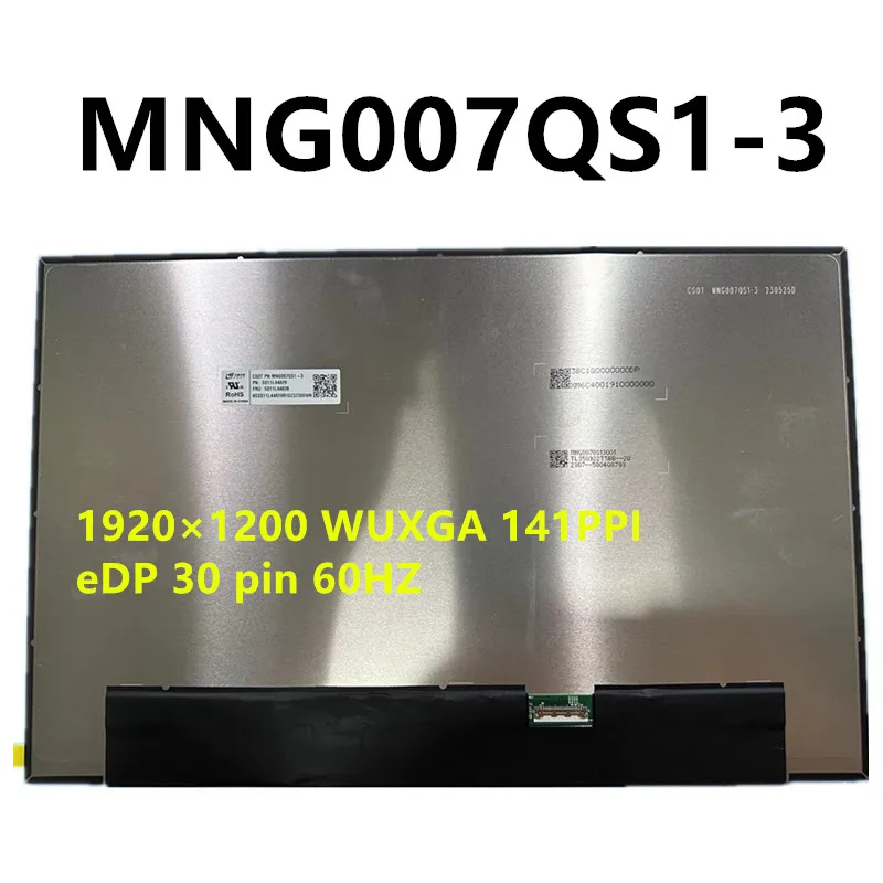 MNG007QS1-3 MNG007QS1 3 CSO1630 laptop LCD screen replacement 16 inch 60Hz 1920×1200 WUXGA 141PPI eDP 30 pin Tested