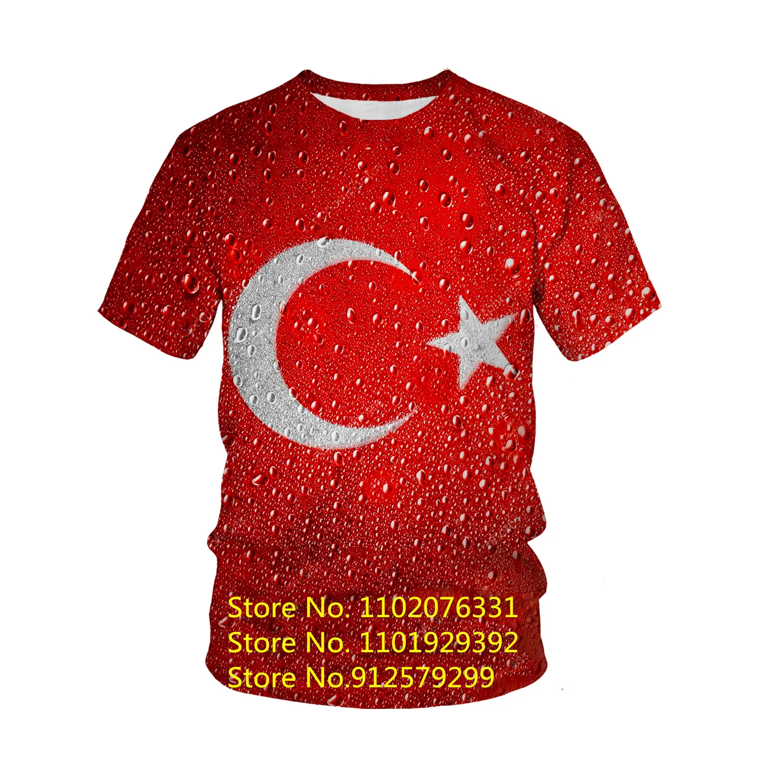 Men\'s Fashion T-shirt Turkey Flag 3D Printing Casual Sports T-shirt Harajuku Retro Short-sleeved Top