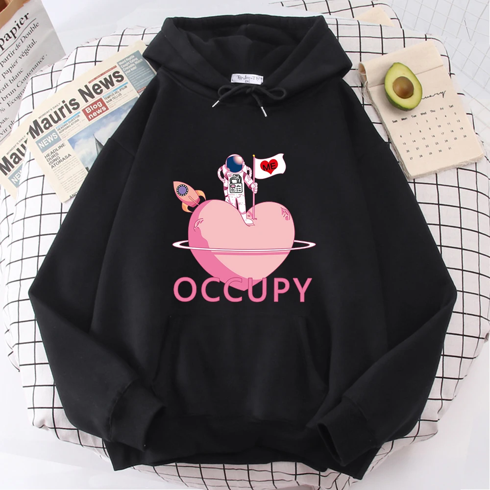 

Hoody Kawaii Pink Occupy Me Heart Cartoon Astronauts Male Hoodies Streetwear Oversize Mens Sweatshirts Hip Hop Brand Clothes