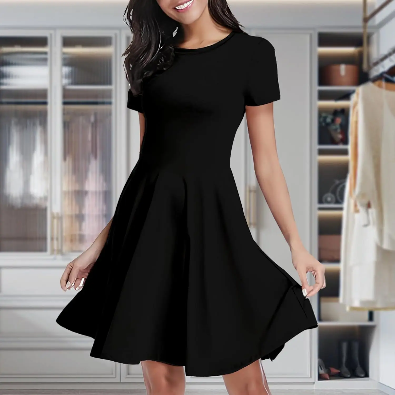 Abito casual personalizzato per donna Abito estivo personalizzato con logo Immagine di testo Stampa personalizzata di abiti prendisole a maniche corte