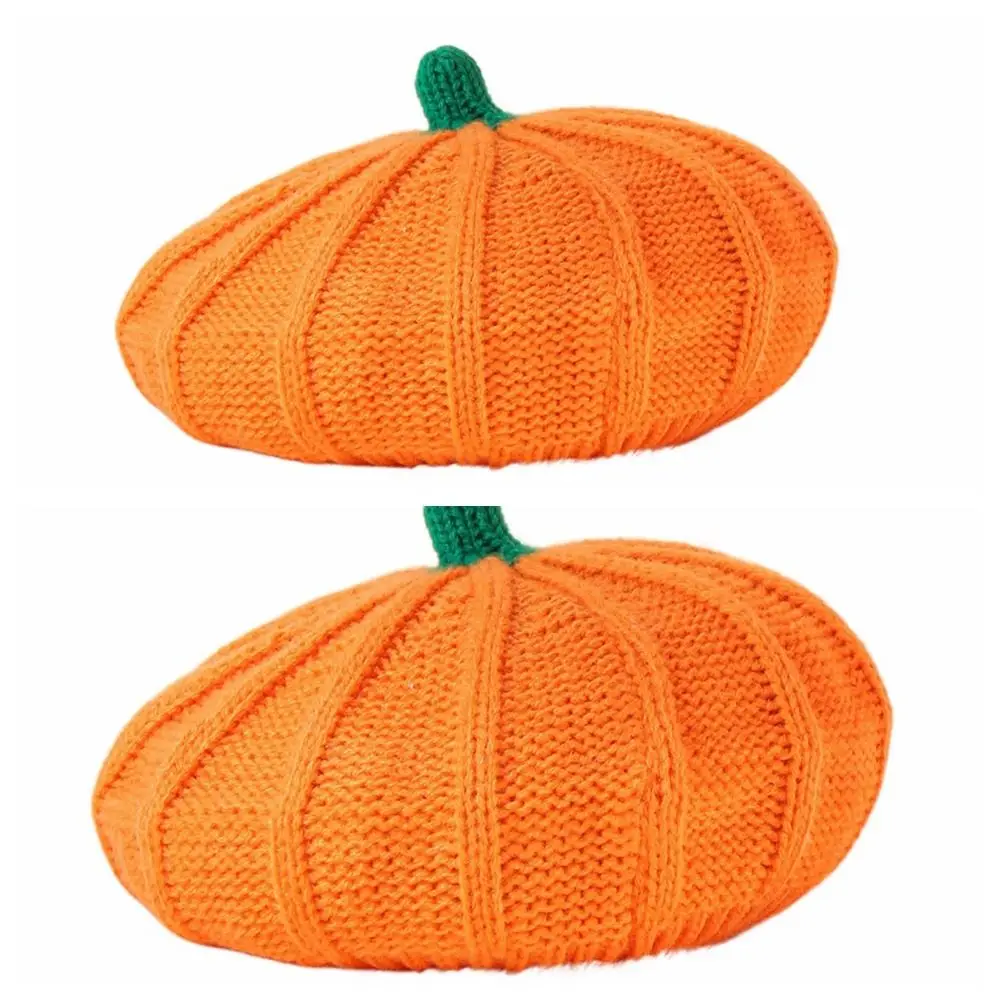 Urocza pomarańczowa dyniowa beretka malarska, ośmiokątna czapka, dziergana czapka z daszkiem, czapka artystyczna, czapka dla rodziców i dzieci, czapka damska.