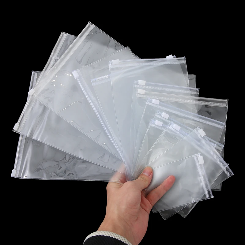 10 unidades de Sacos Plásticos Foscos de PVC com Fecho Hermético para Joias, Bolsas Grossas Transparentes com Zíper para Embalagem de Brincos, Sacos de Armazenamento Reutilizáveis