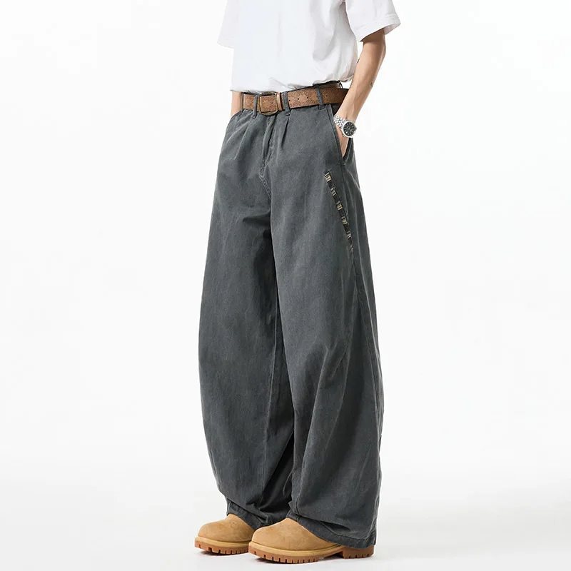 LUZHEN Autumn Fashion Simple Solid Color Handsome Straight Trousers Men's 2025 New Trendy High Quality Loose Casual Pants JY4576