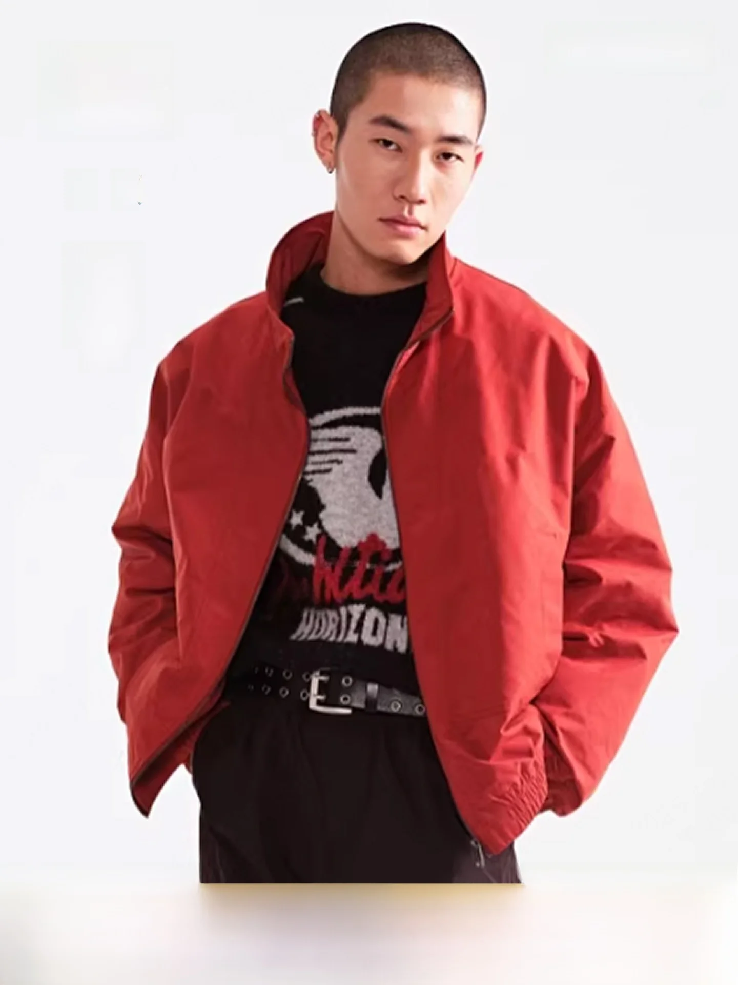 

H&M Men's Cotton Jacket Summer New Outdoor Travel Loose Warm Zipper Open Cardigan Outerwear Casual Loose Fit Polyester Fiber