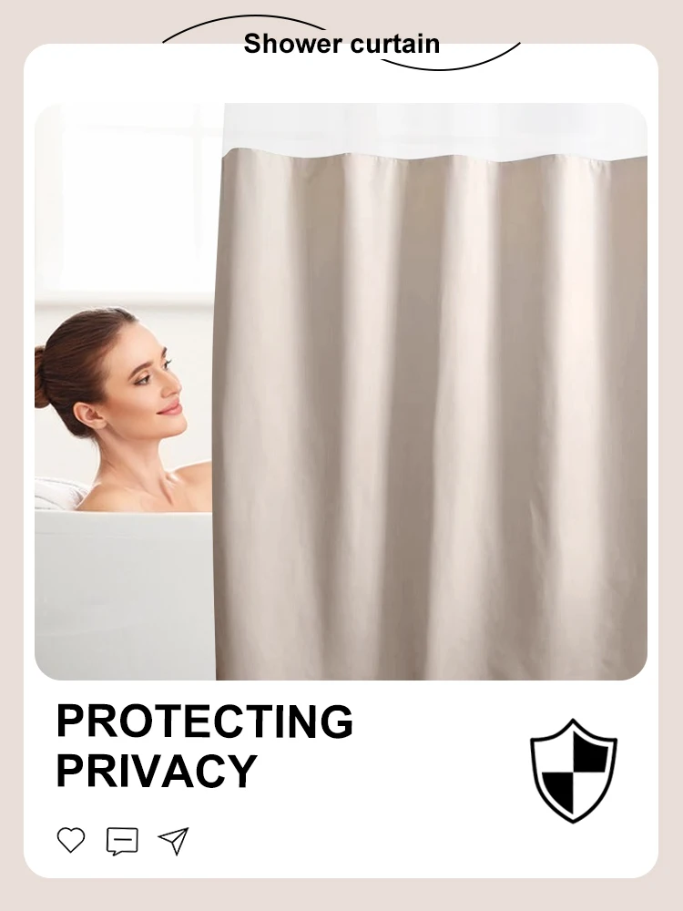 Thickening Shower Curtain Detachable Waterproof Shower Curtain Soft Fabric Bathroom Solid Color Bathtub Bathroom Accessories