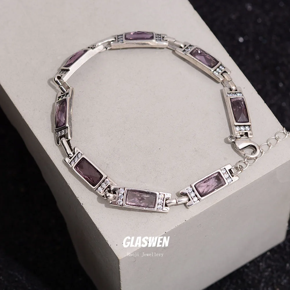 New Arrival Trendy Purple Crystal 925 Sterling Silver Ladies Bracelet For Women Birthday Gifts Never Fade Cheap