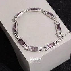 New Arrival Trendy Purple Crystal Thai Silver Ladies Bracelet For Women Birthday Gifts Never Fade Cheap