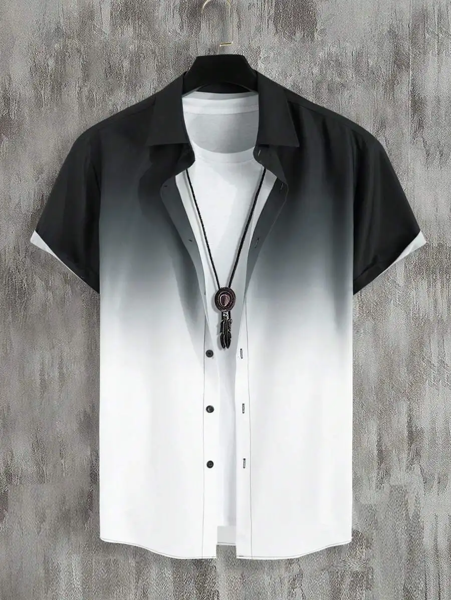 

Men Ombre Button Up Casual Shirt