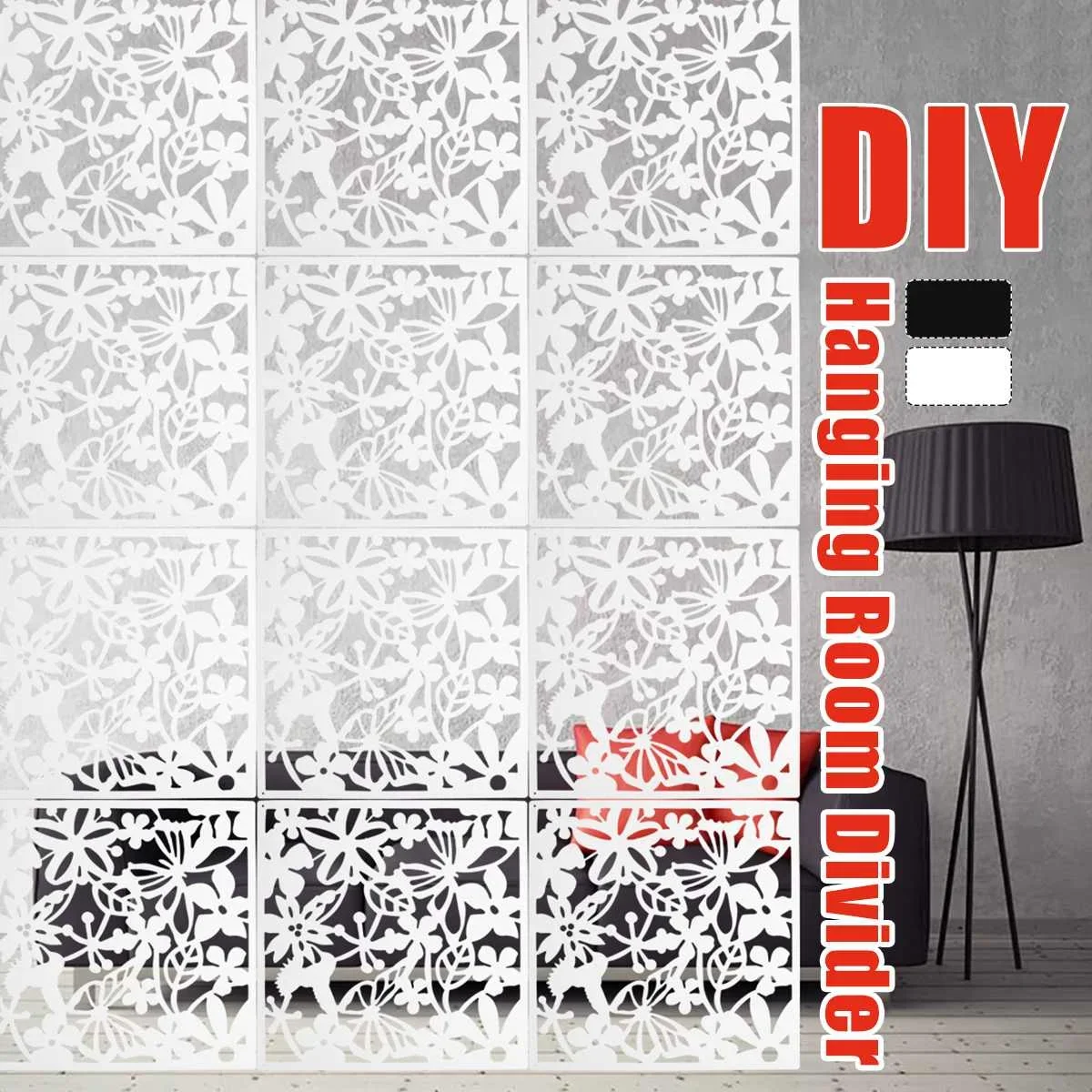 White/Black 12pcs For Home Fashion Butterfly Bird Flower Hanging Screen Partition Divider Panel Room Curtain Home