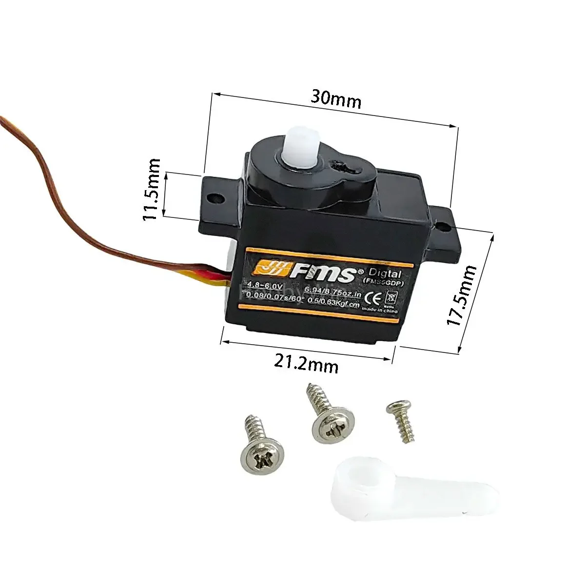 

FMS SER002 5g Plastic Gear Digital Servo Positive 330mm Wire for 750mm Edge540 RC Airplane