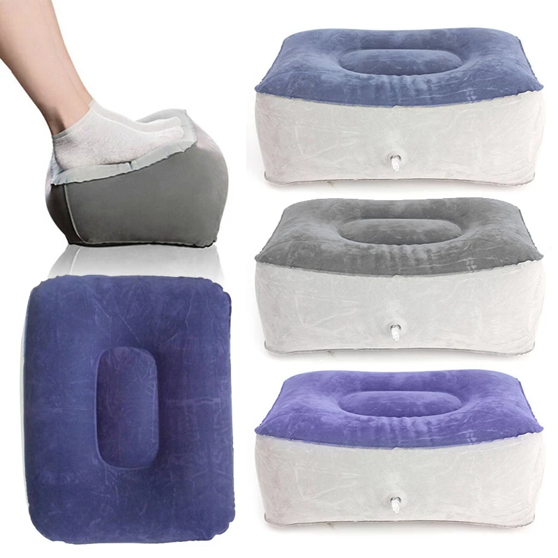 Portable Footrest Pillow Inflatable Feet Rest Plush Pillow Cushion Travel Plane Train Office Home Leg Feet Relaxing Massage Tool