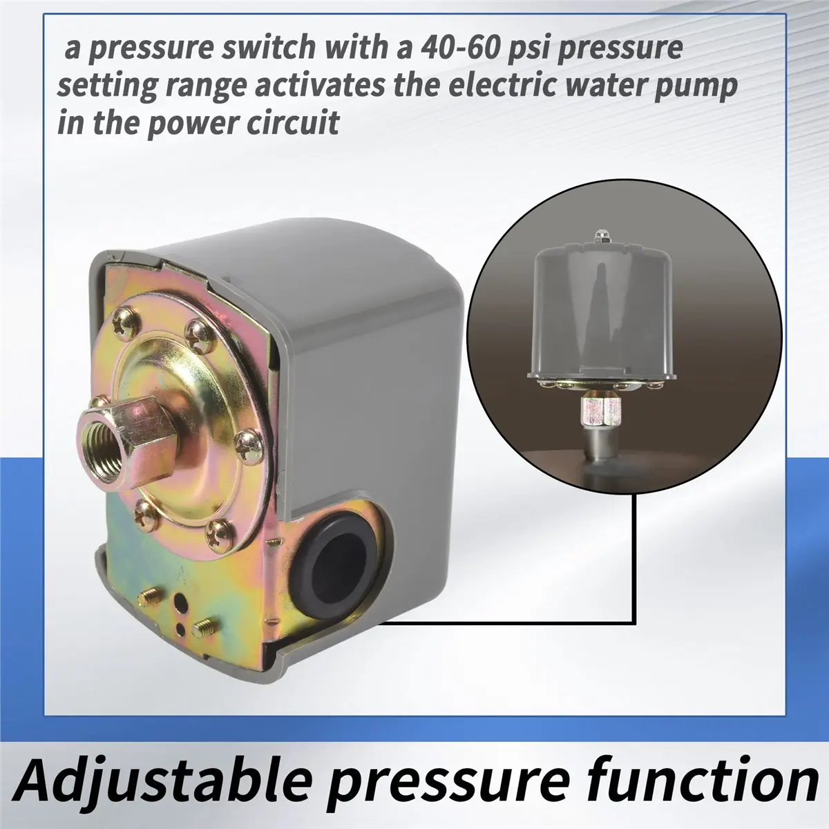 Need Pessure Switch for Well Pump, 40-60Psi Water Pressure Switch Adjustable Differential, 1/4 Inch Female NPT Water Pressure