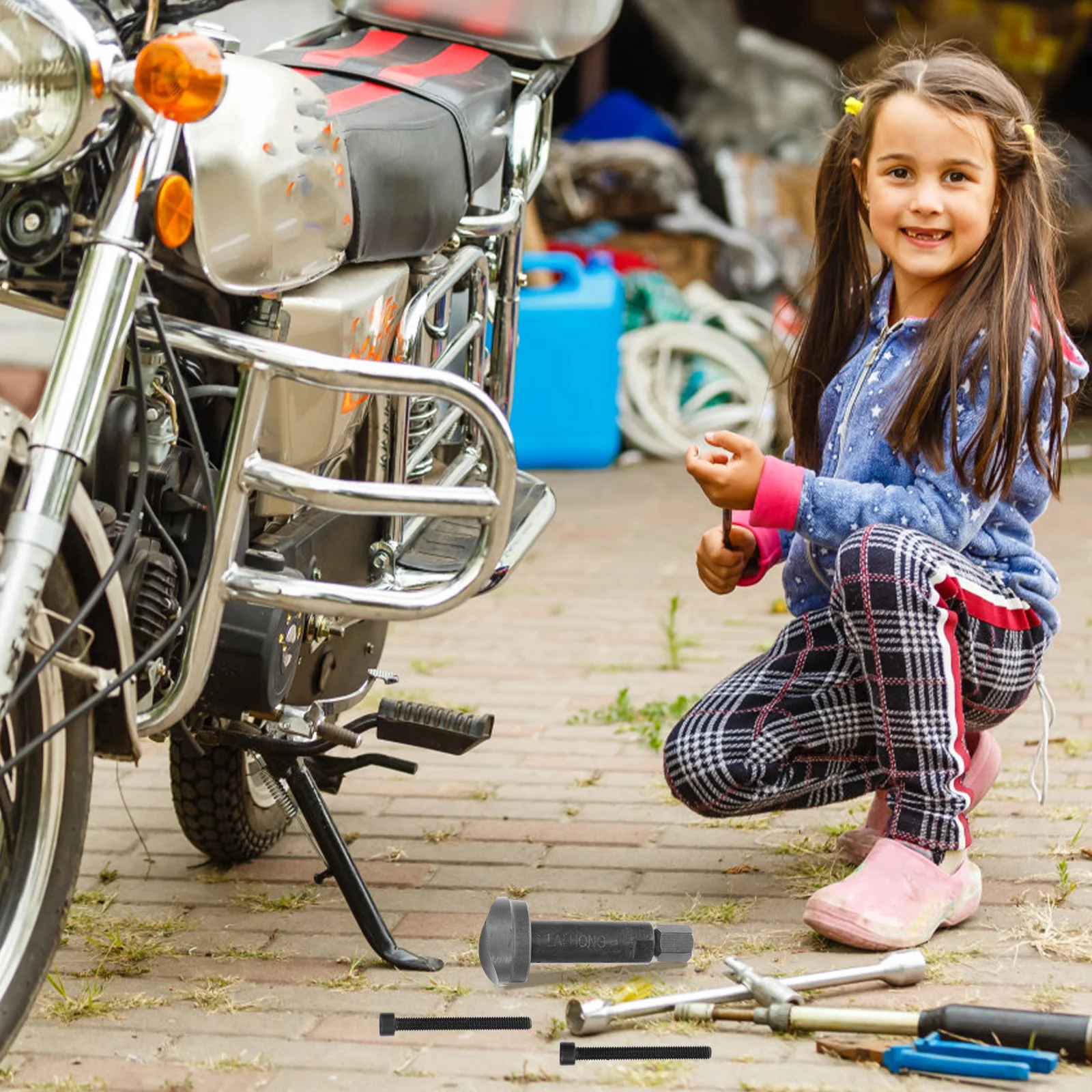 دراجة نارية المكبس دبوس النازع مزيل مجتذب مجموعة أدوات العالمي الصلب الأسود DIY بها بنفسك إصلاح متجر دراجة نارية Atv اسطوانة قفل #6