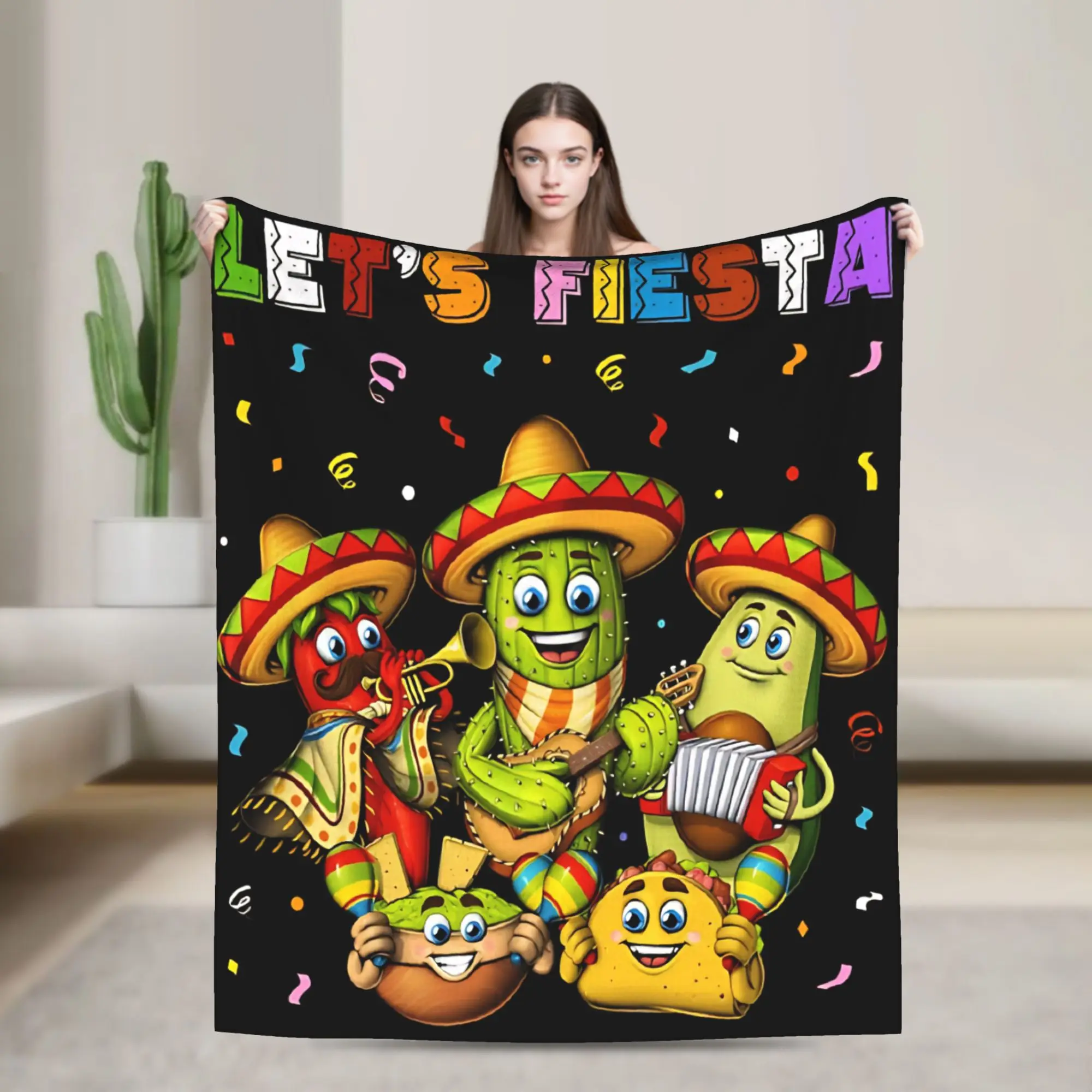 Let's Shift Party Fiesta Plush Blanket Boys Mexican Amigo Cinco De Mayo Flannel Throw Blanket For Home Decor Soft Bedspread