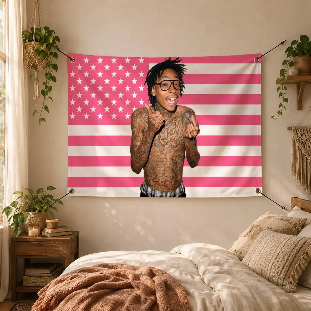 Rapper W-Wiz Khalifa Flags Decorative Flag Banner for Outdoor Garden Yard Camping Party Home Wall Hanging Decor