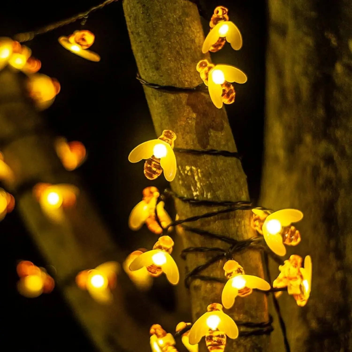 Honey Bee Solar String Lights 50 LED Outdoor Garden Fence Decoration Solar Powered 5M/10M Perfect for Summer Home Decor