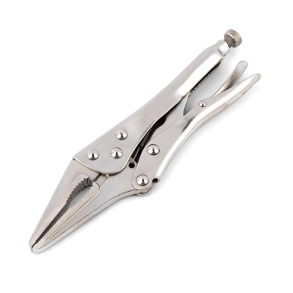 Needle Nose Vice Grips 5inch Spring-Loaded Anti-Rust One-Handed Operation Adjustable Height Non-Slip Grip Metal Clamping Tool