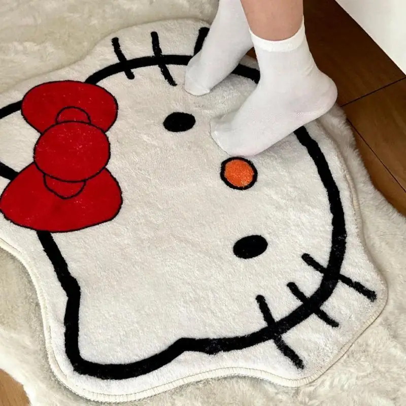 New Kawaii Sanrio Hello Kitty Carpet Children Cartoon Cute Household Thicken Soft Comfortable Mat Girl Bedroom Decorate Carpet