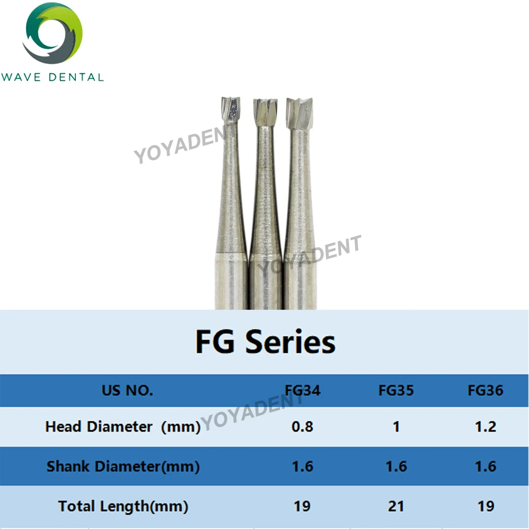 PRIMA WAVE Dental Burs Dental Carbide Bur Inverted Cone Head For High Speed Handpiece FG 34/35/36 5Pcs/Pack