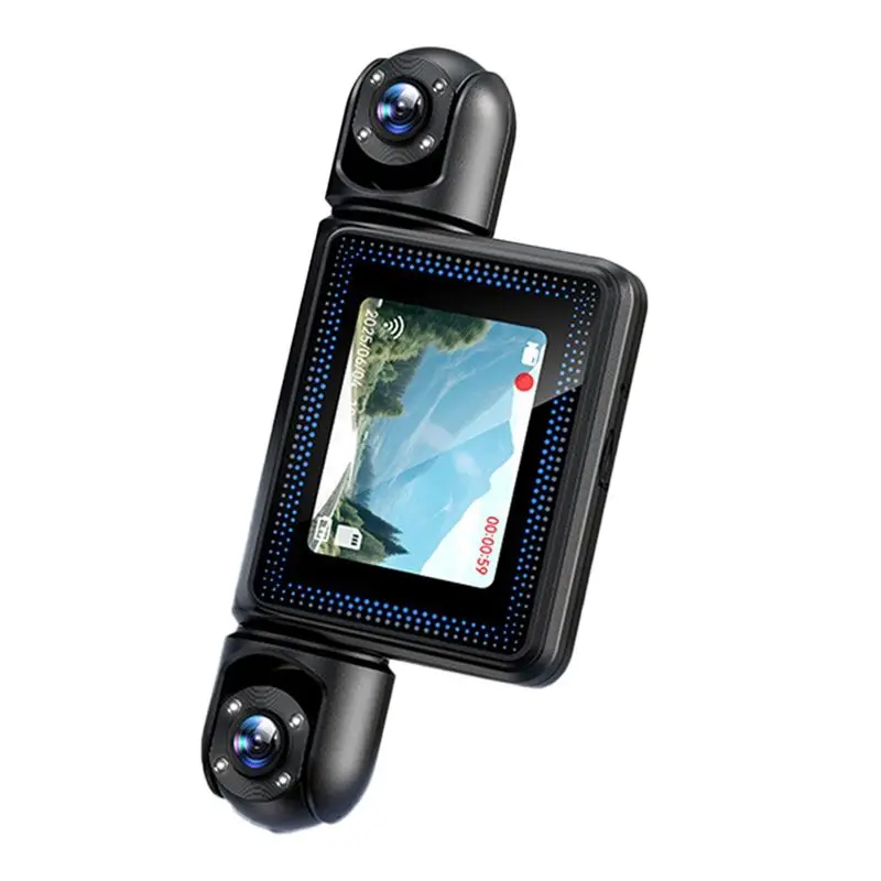 Rotatable 360 Degree 4 Lens Car Dash Cam 1080P DVR 4 Channel Video Recorder Front Inside Rear View Night Vision Black Box-TCES
