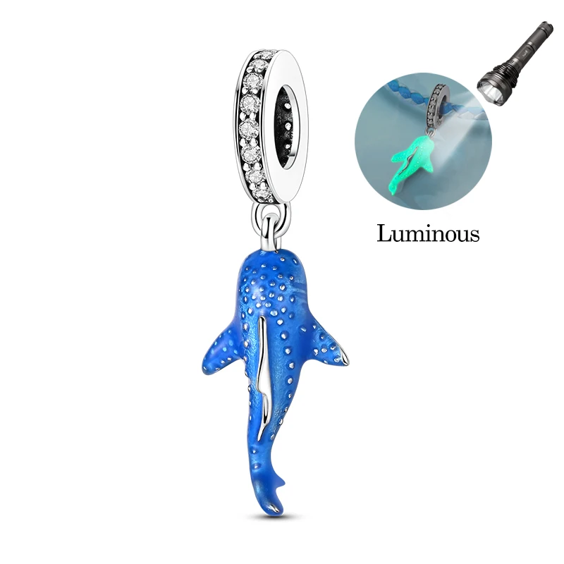 Original Charms Perlen Silvering Luminous Whale Shark Charms Anhänger Für Frauen DIY Armband Geburtstag Schmuck Machen