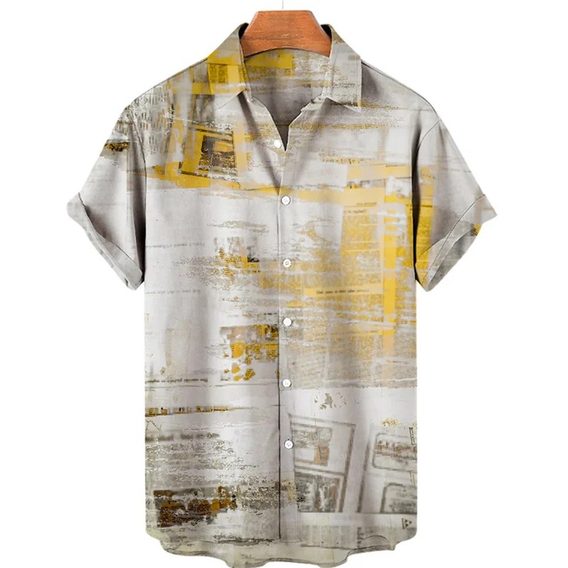 Hawaiian Beach Summer Men's Shirt 3D Printed Vintage News Papers Shirts Men Women Fashion Oversized Vocation Short Sleeve