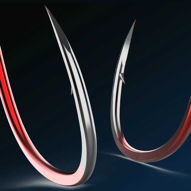 Neue 50 Stück/Box ISEAMA High-Carbon Steel Red Angelhaken aus Japan 1 # -10 # Blauer Angelhaken mit Widerhaken für Karpfenangelzubehör – Detail 5