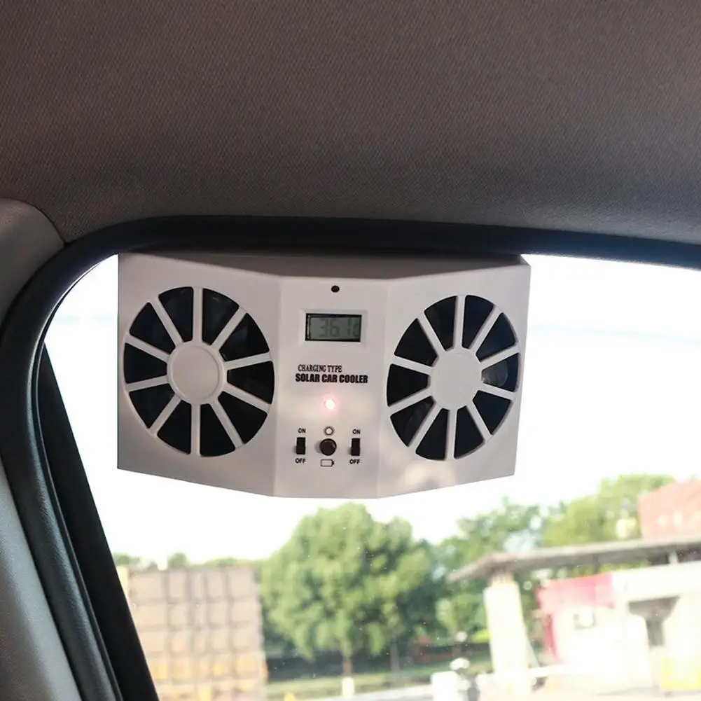 Car Auto Air Vent Cool Fan Solar Sun Power Portable Cooler Radiato with Display Ventilation System Without Battery Radiator Fan