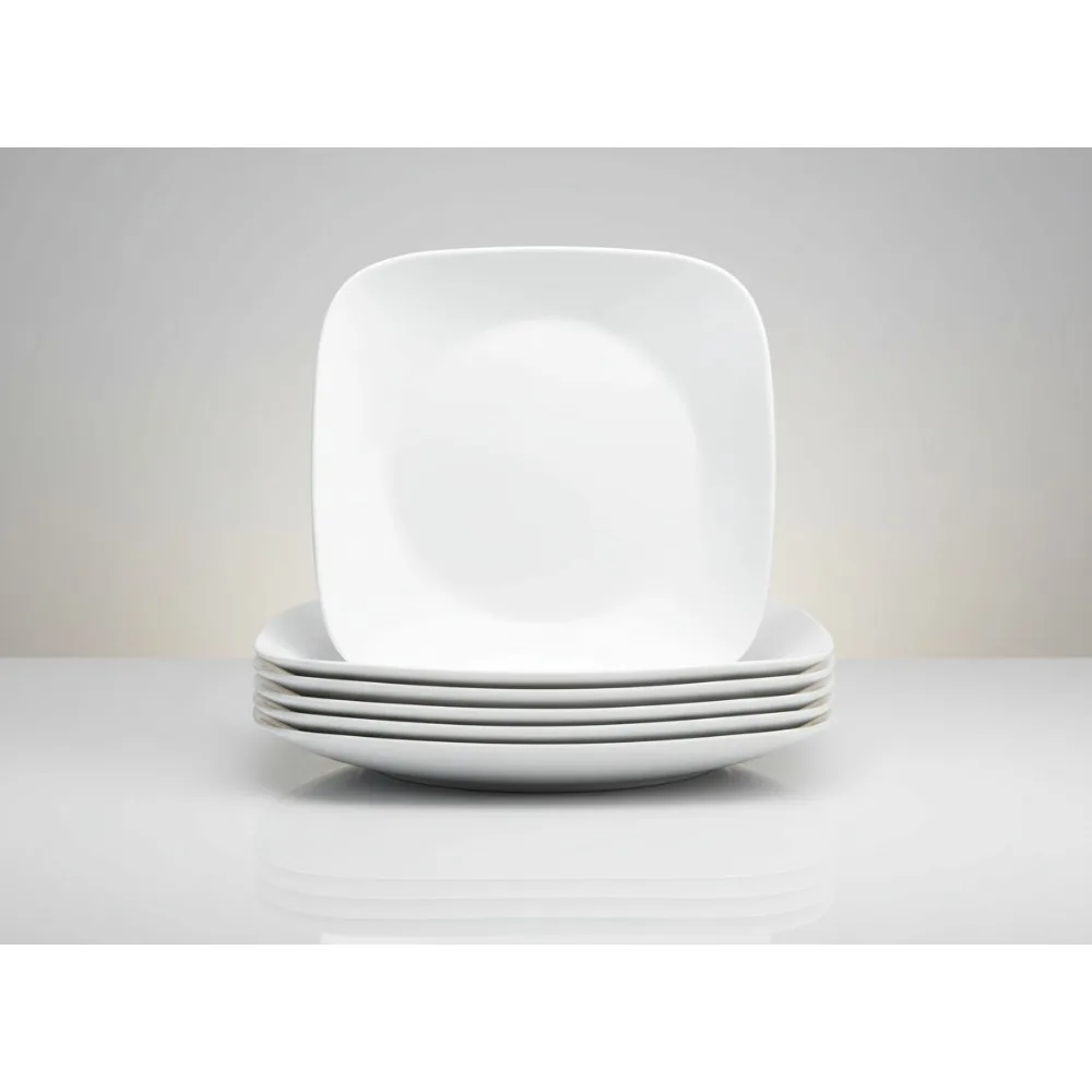 

Набор квадратных салатных тарелок из 6 предметов, трехслойное стекло, устойчивое к сколам, легкая посуда 9 дюймов для ежедневной столовой