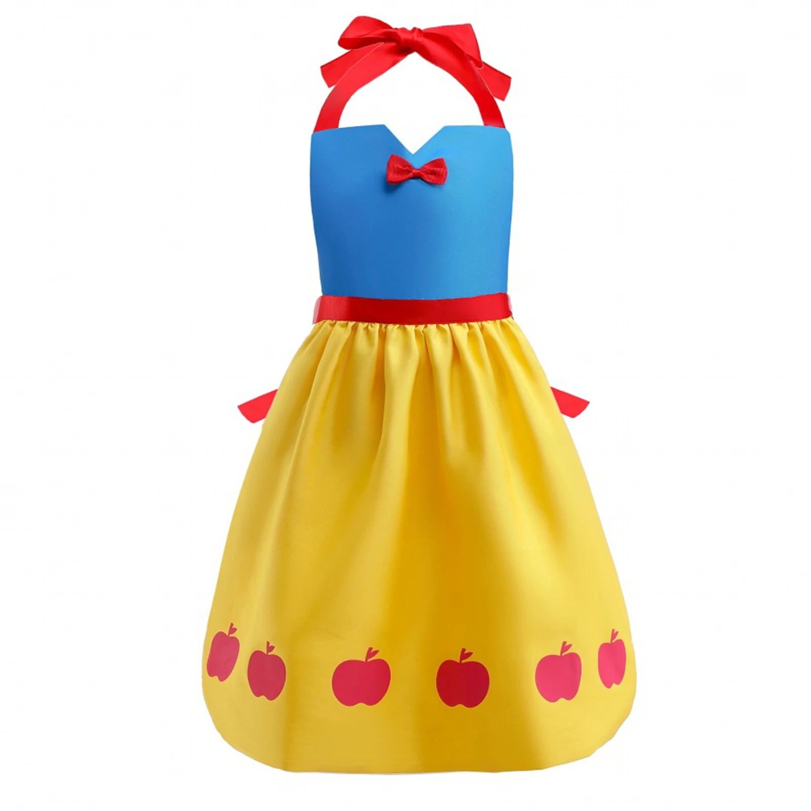 Girls Feedding Apron Snow Princess Dress Apron for Baby and Toddler Girls Princess Style Apron Cute Party Cooking Painting Apron