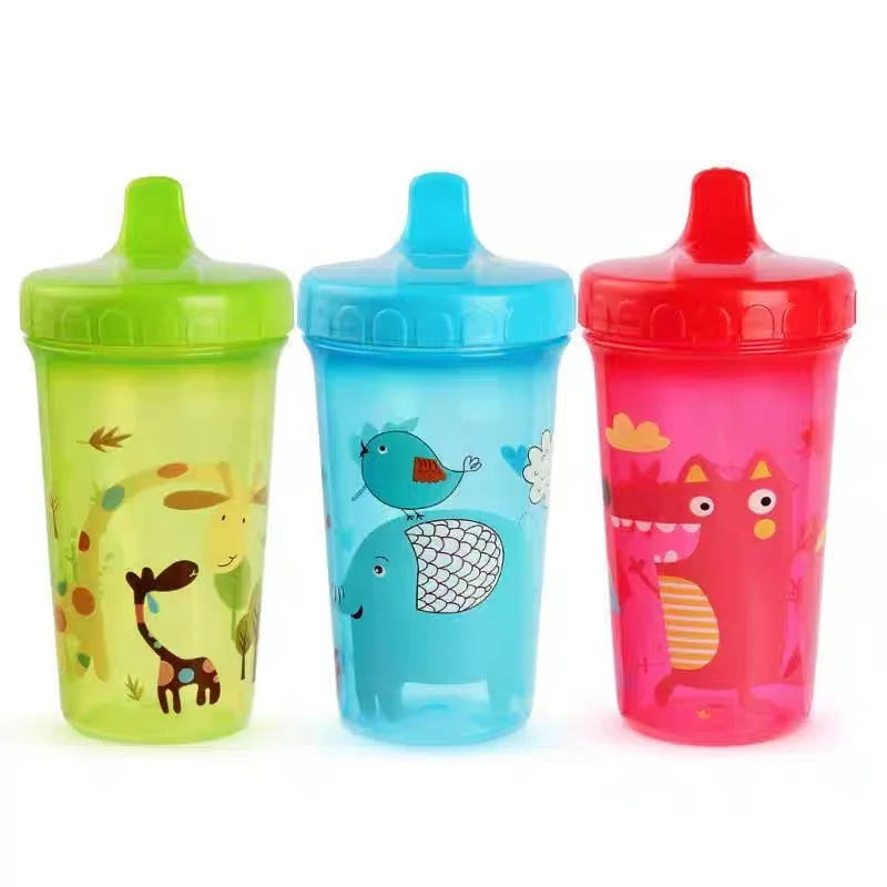 300ml Baby Spillage Mug Bottle Toddler Bite-Safe Bisphenol Free Newborn Training Bottle Cartoon Cute