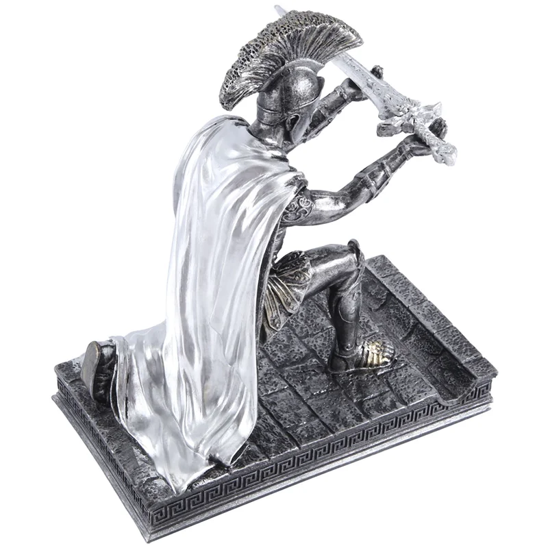 A23F-Ritter Stift Halter Mit Helm Statue Stift Halter Rüstung Römischen Ritter Mit Magnetische Stift Halter Telefon Ständer Eisen Langlebig eisen C