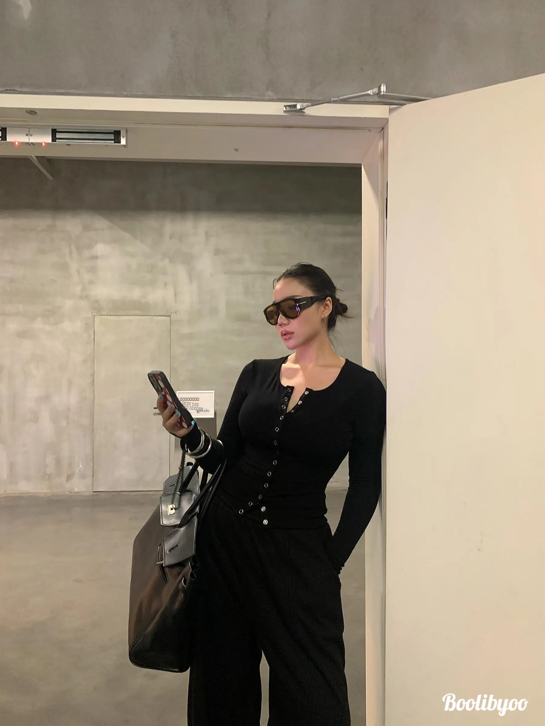 

Boolibyoo Long Term Series plus Size Sexy Deep V Thin Knitted Base Top Women's Slim Fit Knitted Open Cardigan Cotton Blend