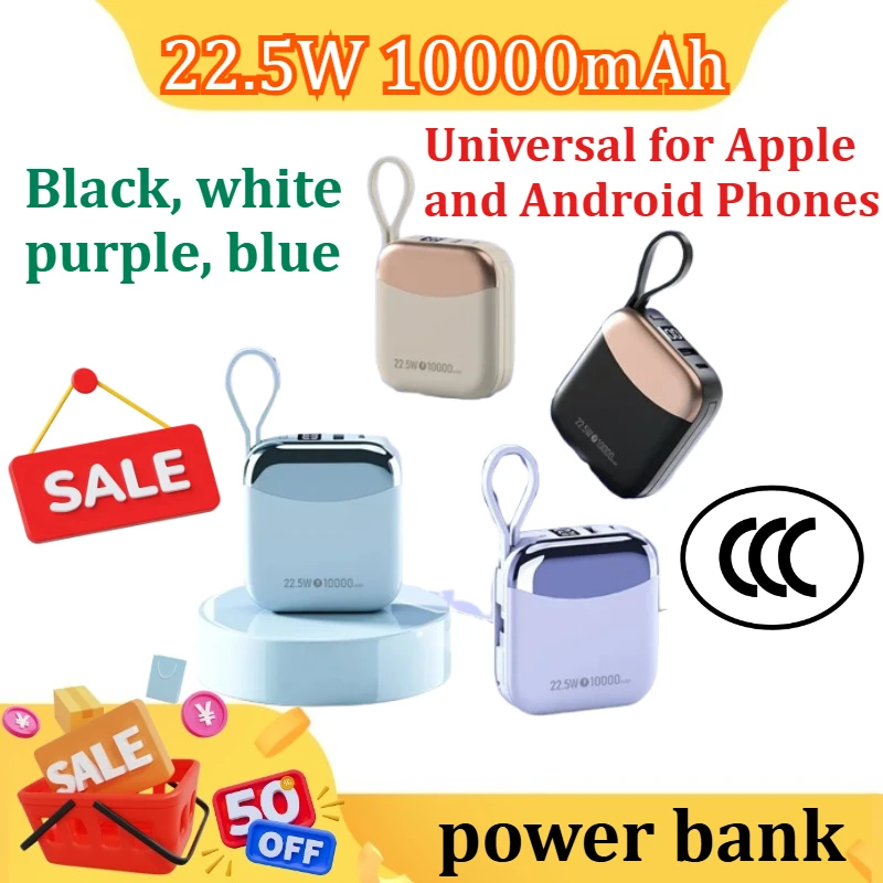 

10000mAh Mini Power Bank 22.5W Fast Charge Powerbank External Battery for iPhone for Xiaomi for Huawei for Samsung
