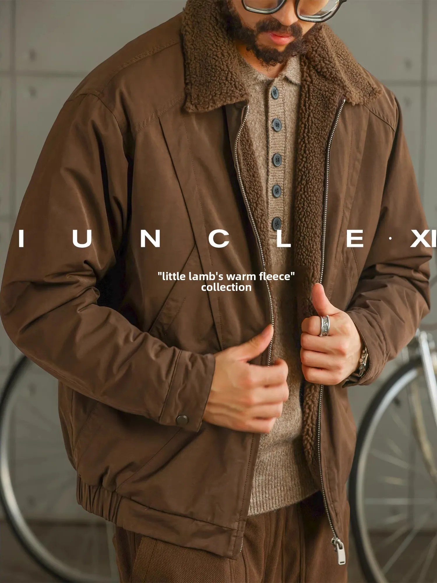 

Thiened American Retro Workwear Cotton Jaet Men's Winter Warmth Lamb Velvet Cotton Coat Youth ular Loose Fit Long S...